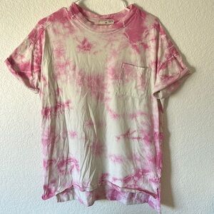 Electric & Rose Tie Dye Pink oversized Pocket Tee Shirt
